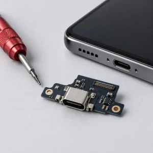 Charging port replacement repair service illustration